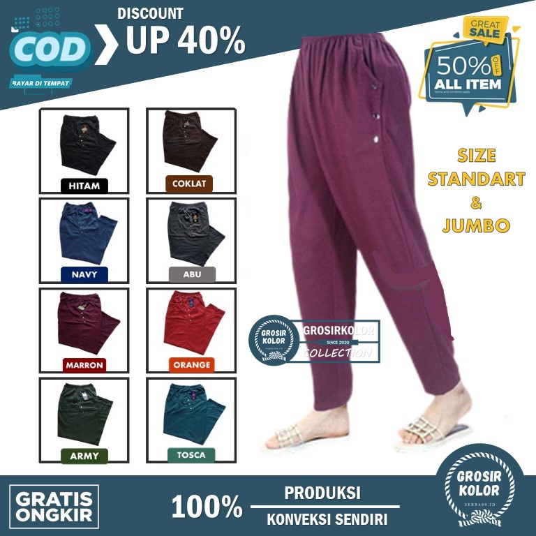 Celana panjang jumbo wanita kaos polos kancing | Celana Panjang Harian Wanita | celana panjang wanit