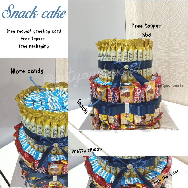 

‼️1 HARI JADI‼️2 TIERS BIG - SNACK TOWER - SNACK CAKE - SNACK TART - KUE SNACK - CAKE SNACK
