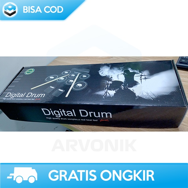 SET KIT DRUMS DIGITAL ELEKTRONIK BY AMMOON 7 PADS USB POWER ORIGINAL