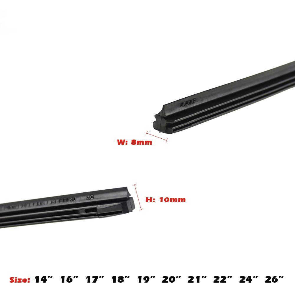 HONDA NISSAN Strip Karet Wiper Mobil 8mm 14 &quot;16&quot; 17 &quot;18&quot; 19 &quot;20&quot; 21 &quot;22&quot; 24 &quot;26&quot; 28 &quot;Untuk TOYOTA BENZ Niston