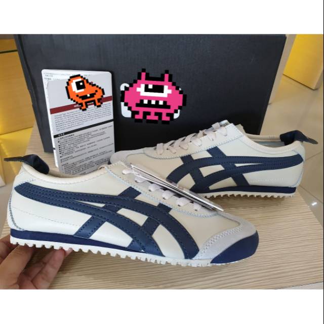 Sepatu Sneaker Jepang Kulit Cream Navy Leather!