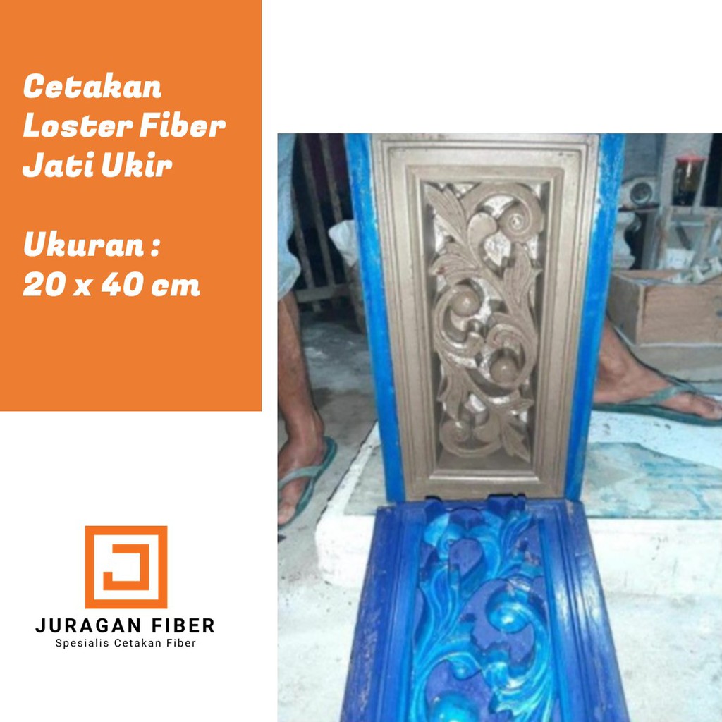 Cetakan Loster Fiber Tipe Jati Ukir Ukuran 20 x 40 cm