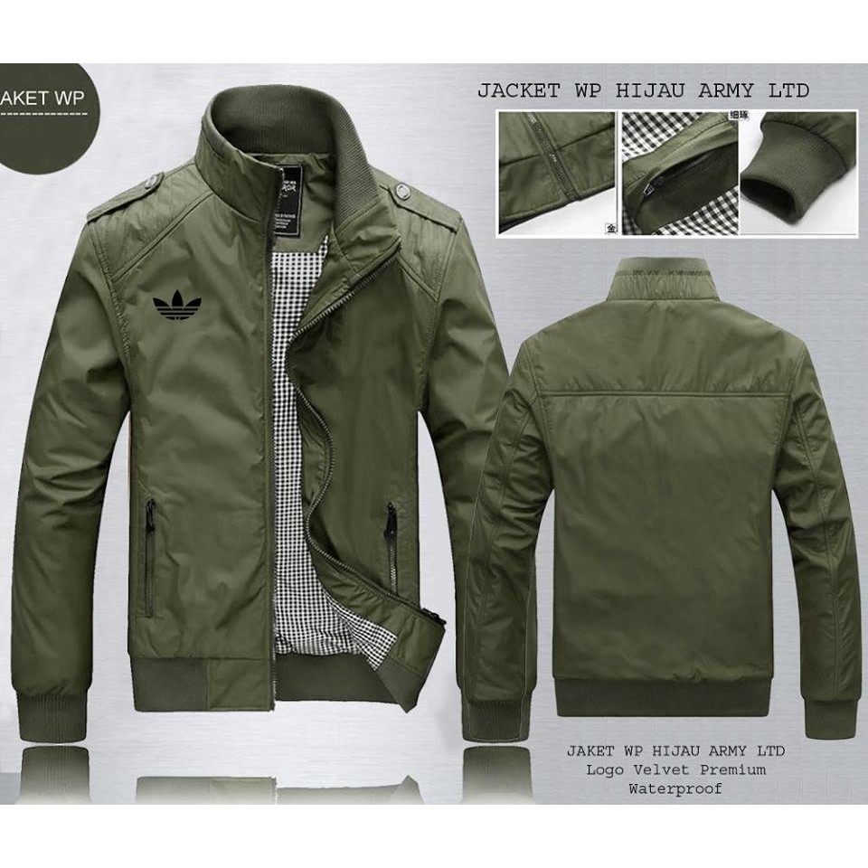 Jaket Adidas Mayer Waterproof Hijau Army Logo Velvet Jaket Adidas Mayer Waterproof Hijau Army Logo Velvet