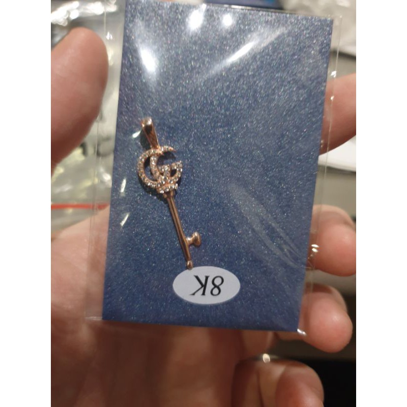 Liontin bandul kunci love emas asli 375 muda mata putih 8k love hati unik