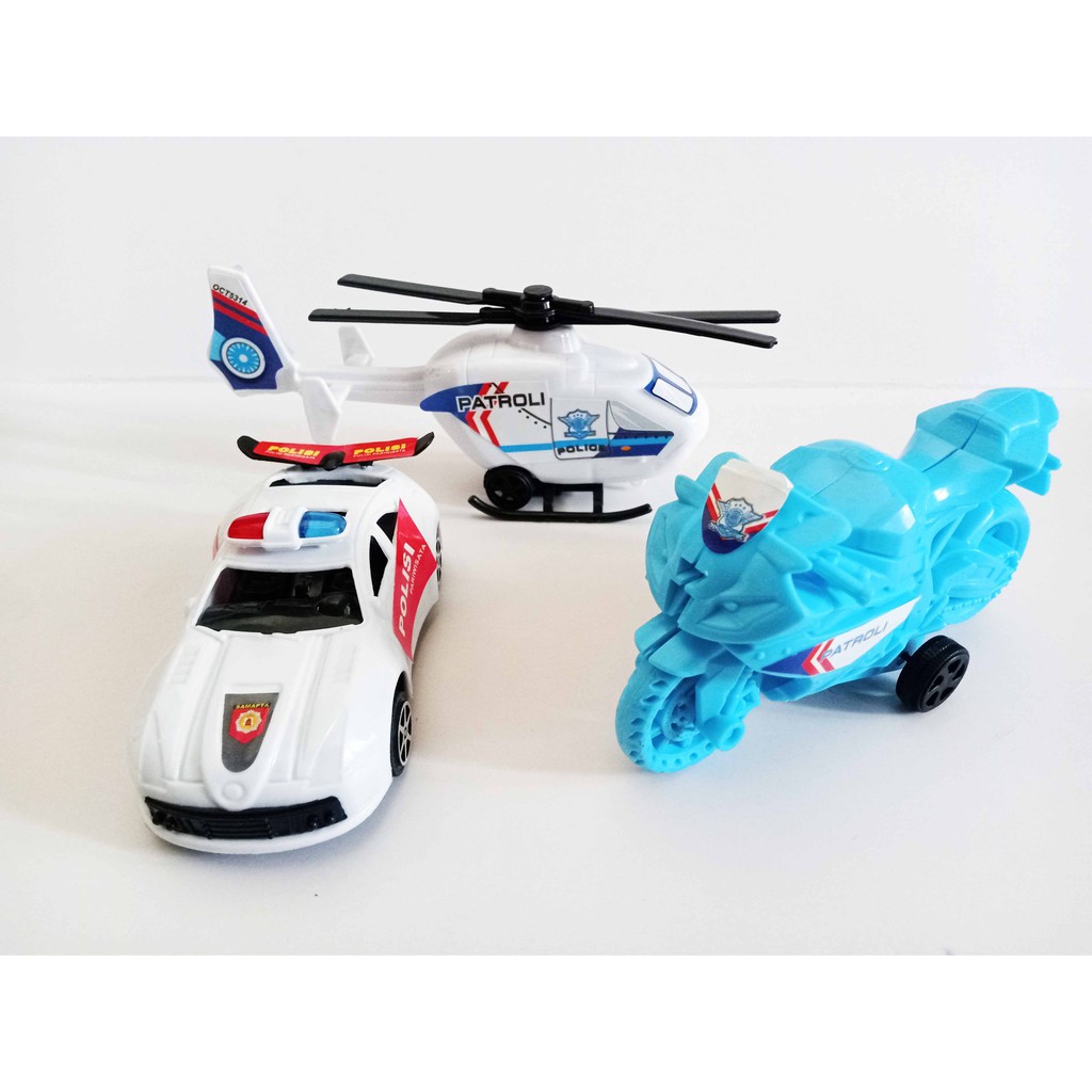 Mainan Kendaraan 3 Set Patroli Polisi