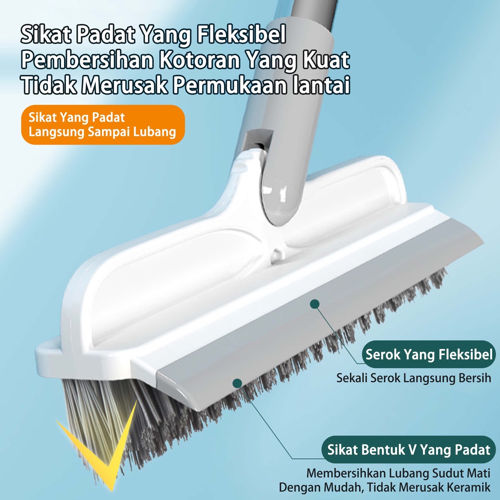 Sikat Lantai Wiper Pembersih Lantai Dinding Kamar Mandi Sudut Wastafel Gagang Panjang Portable Sapu Lancip