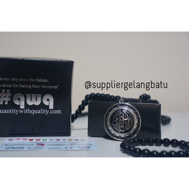KALUNG lafaz allahuakbar silver giok hitam Ginsamyong terapi kesehatan orangtua supplier produk