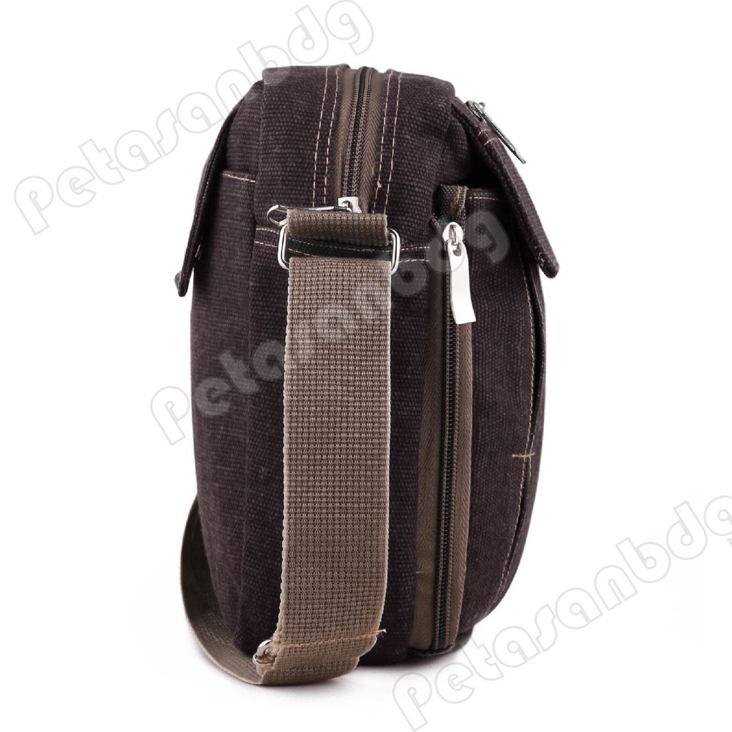 PTS -Braun Fox Douglas Canvas Multifunction Travel Satchel Messenger Shoulder Bag - Coklat Tua