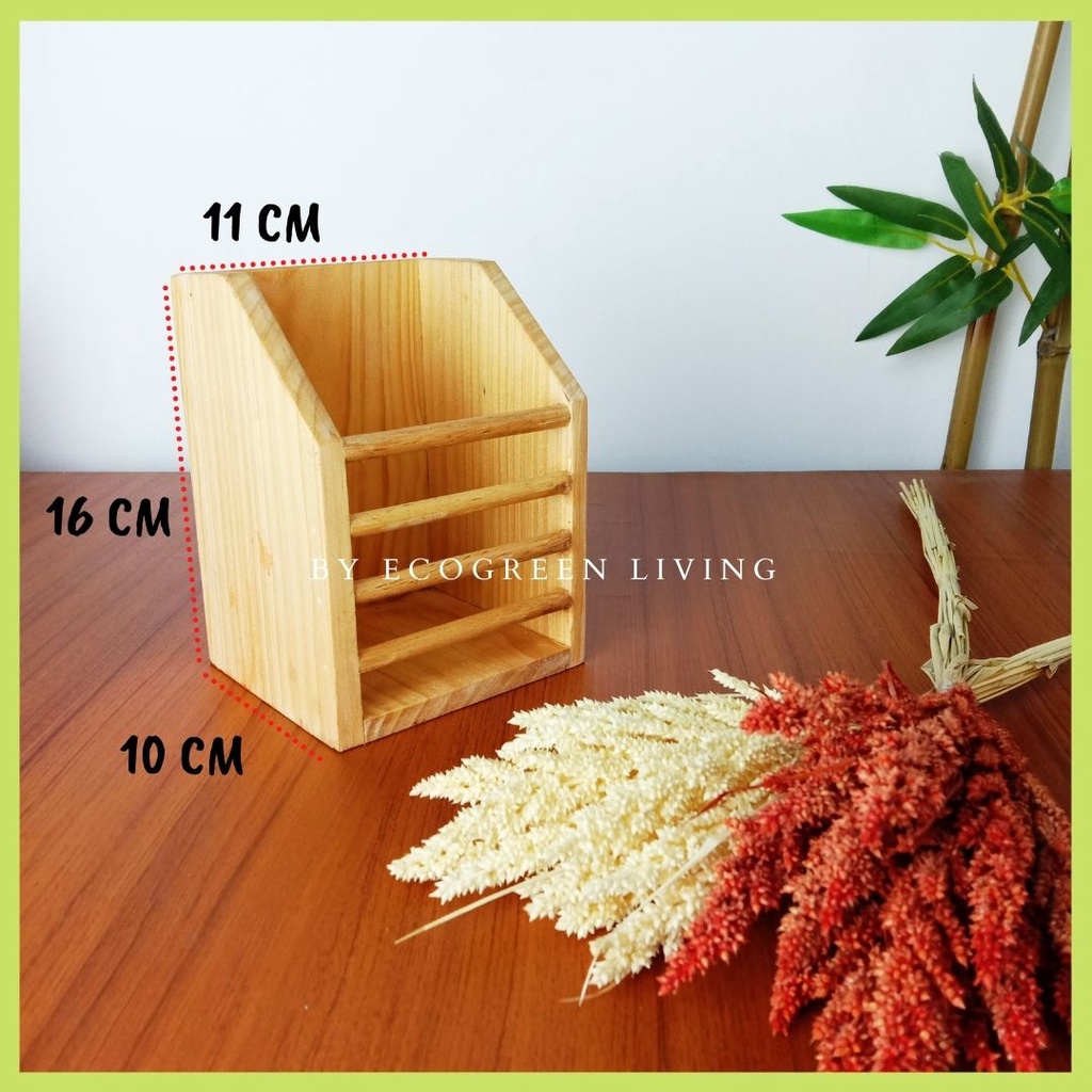 Pen Holder Desk Organizer Stationary / Wooden Desk Organizer / Tempat Pensil Kayu