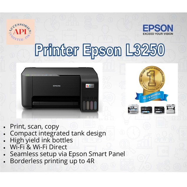 Printer Epson L3250 L 3250 L-3250 Wifi Print Scan Copy - Tinta Original - Garansi Resmi