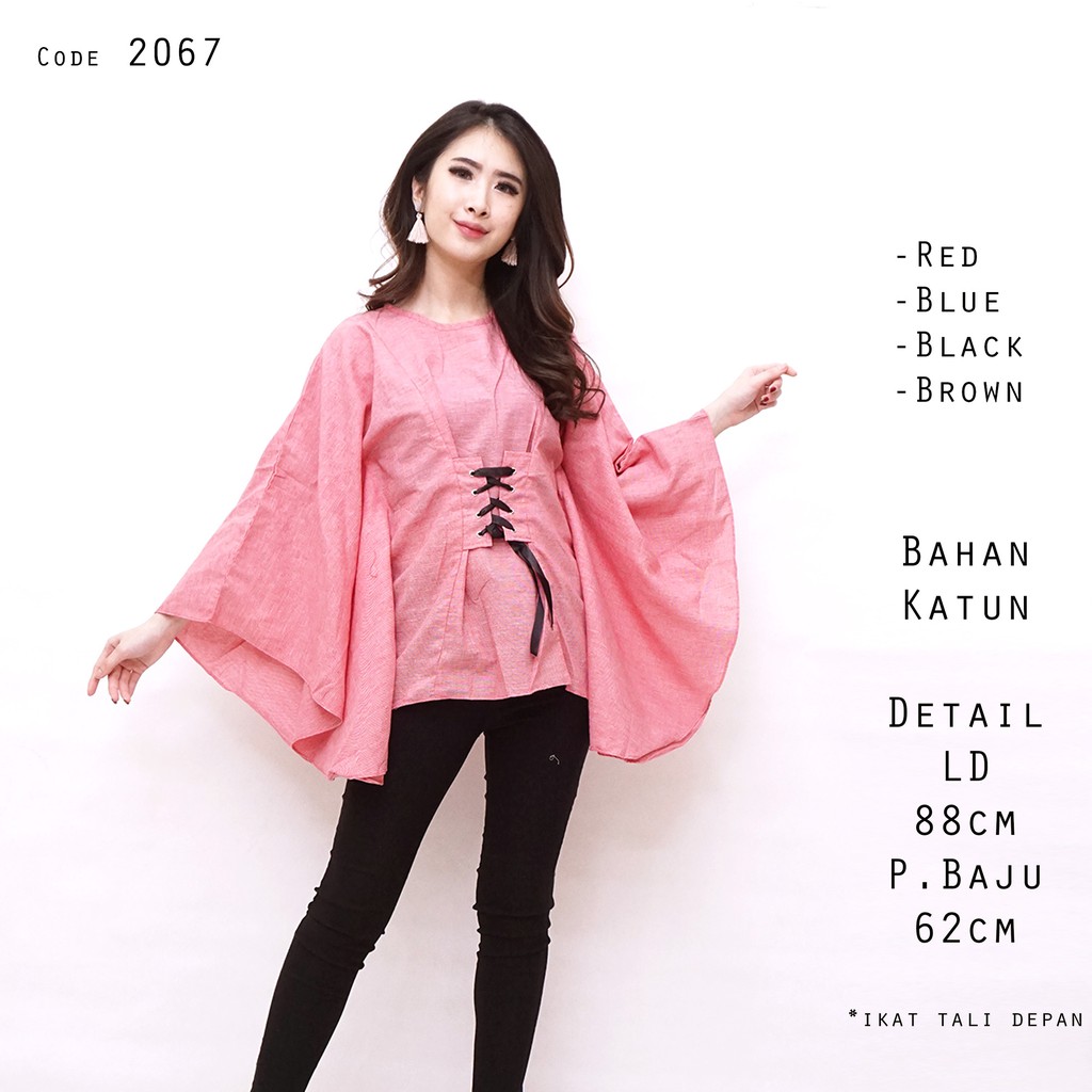 Fashion Korset Batwing Blouse Katun - 2067