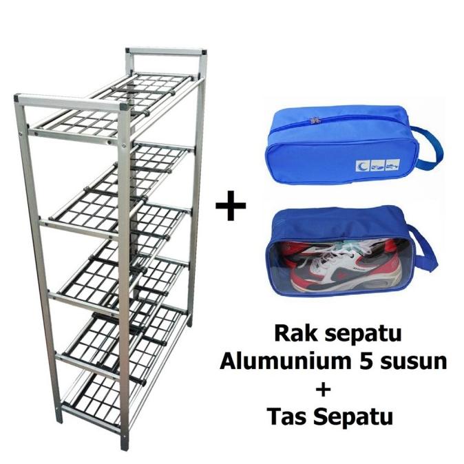 Tepat Rak Sepatu Aluminium 5 Susun Tas Sepatu Xyz_Store33