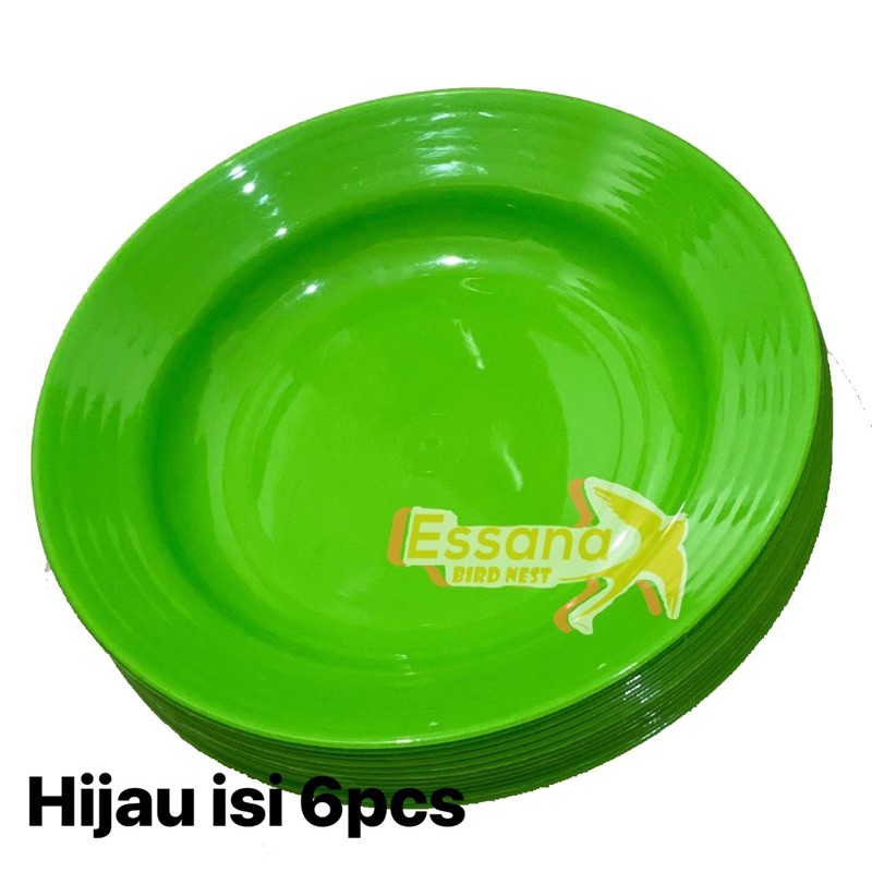 Piring Makan Bulat Plastik 9inch ( Grosir ) Terlaris Termurah Berkualitas ( lusinan ) atau ( 1/2 lusin ) clarissss-Hijau isi 6pcs