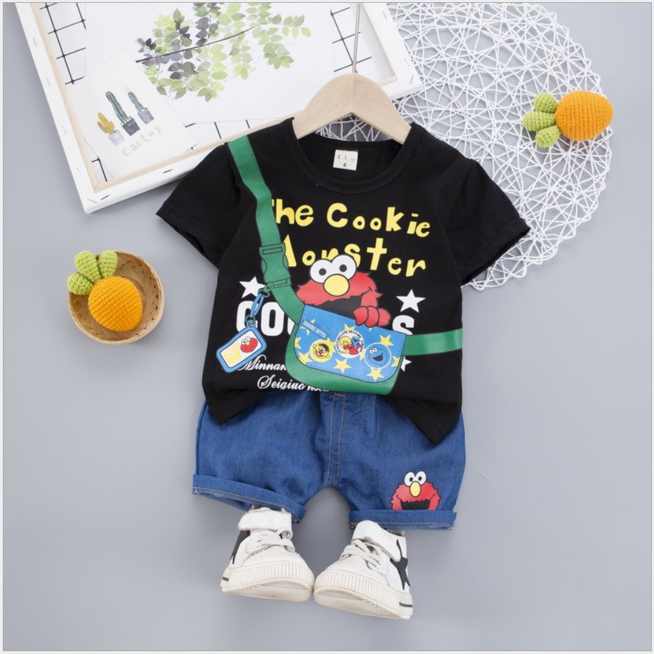 littlekiddoss BC2108 Baju Setelan Kaos Celana Pendek Anak Laki-Laki Baju Bayi