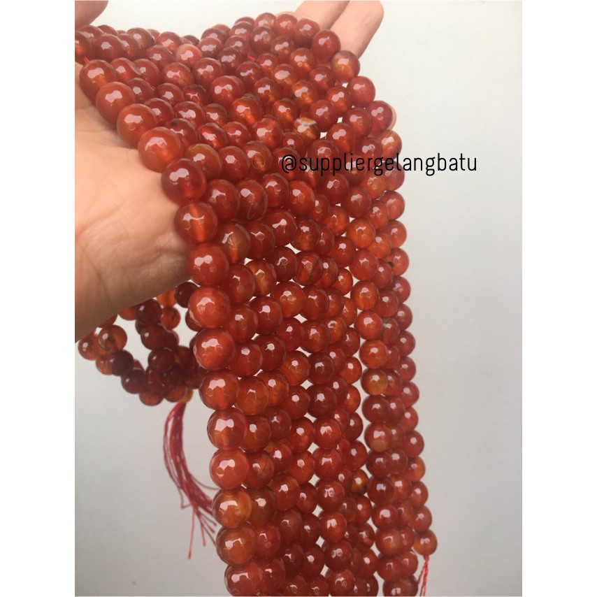 batu beads CUTTING 10mm orange carnelian faceted agate oren aksesoris pria wanita fashionita craft