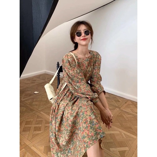 【Bisa Cod ✅ 】Korea Flower Dress A line Oversized M18