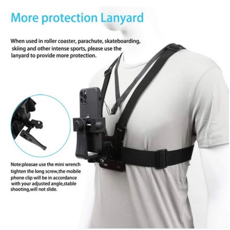 CHEST STRAP HP DAN GOPRO ACTION CAMERA DENGAN TALI STRAP