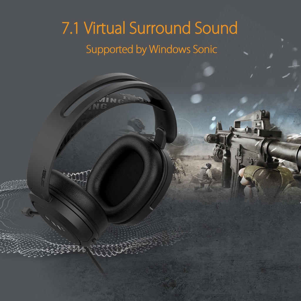 Headset ASUS TUF GAMING H1 features 7.1 surround sound deep bass wired