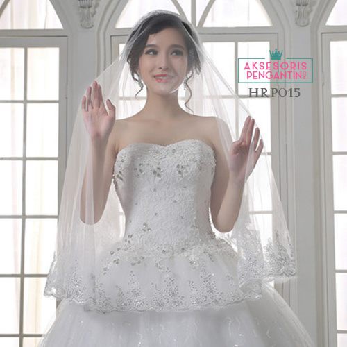 [PRODUK TERLARIS] SLAYER PENGANTIN WEDDING VEIL AKSESORIS PESTA LACE PUTIH HRP015