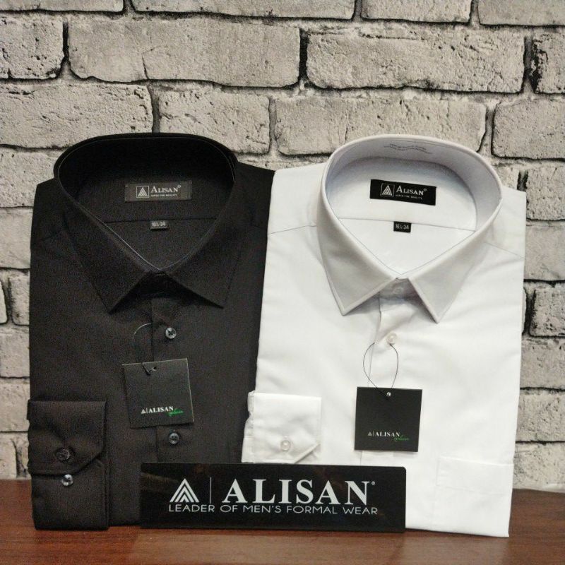 Kemeja Alisan Polos Jumbo Lengan Panjang Regular Size XXL~XXXXL (16,5~17,5)
