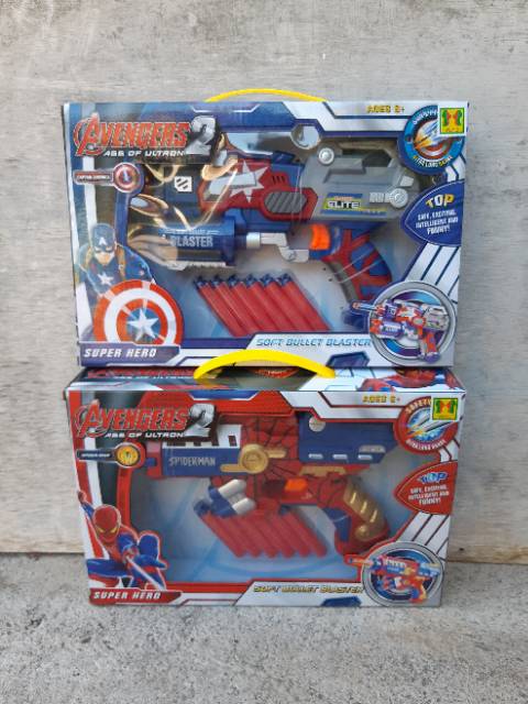 MAINAN PISTOL PELURU LUNAK AVENGERS SOFT BULLET BLASTER ANAK EDUKATIF