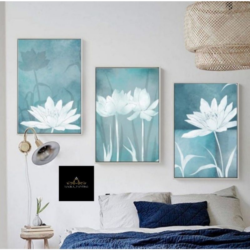Dekorasi lukisan bunga minimalis