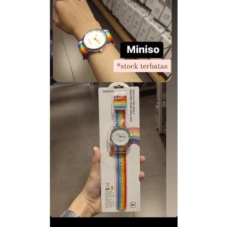 Miniso coloradio nylon strap watch jam tangan pelangi jam tangan miniso jam tangan korea
