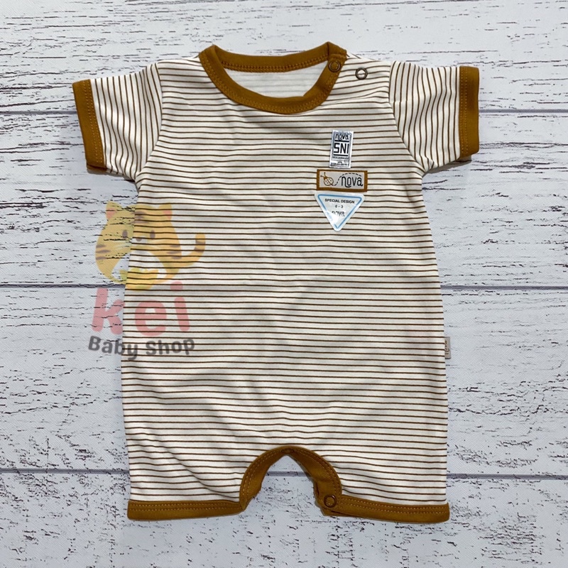 Nova Jumper Bayi Karakter Polos Coklat - Romper Pendek Bayi Nova 0-3 3-6 6-9 Bulan