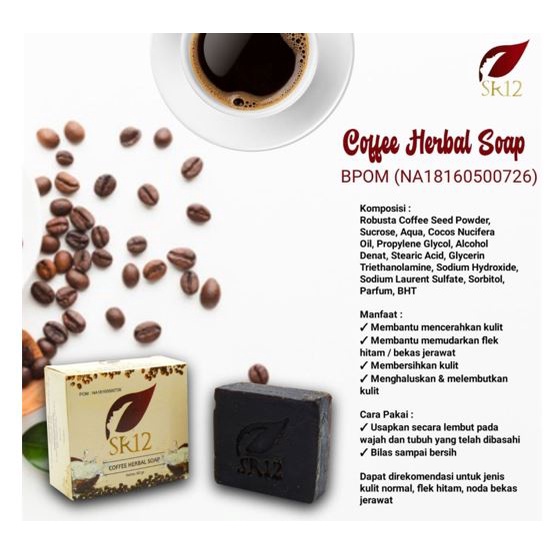 Sabun Kopi SR12 - Sabun Batang Muka Badan Coffe Herbal Soap SR 12- Memudarkan Flek Hitam Original 100% Official Agen Resmi