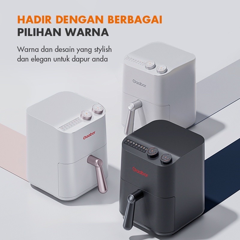 Gaabor Airfryer 4L Pengorengan Tanpa Minyak Kapasitas Besar - Putih/GA-M4D - Pink/GA-M4D01 - Hitam/GA-M4D02