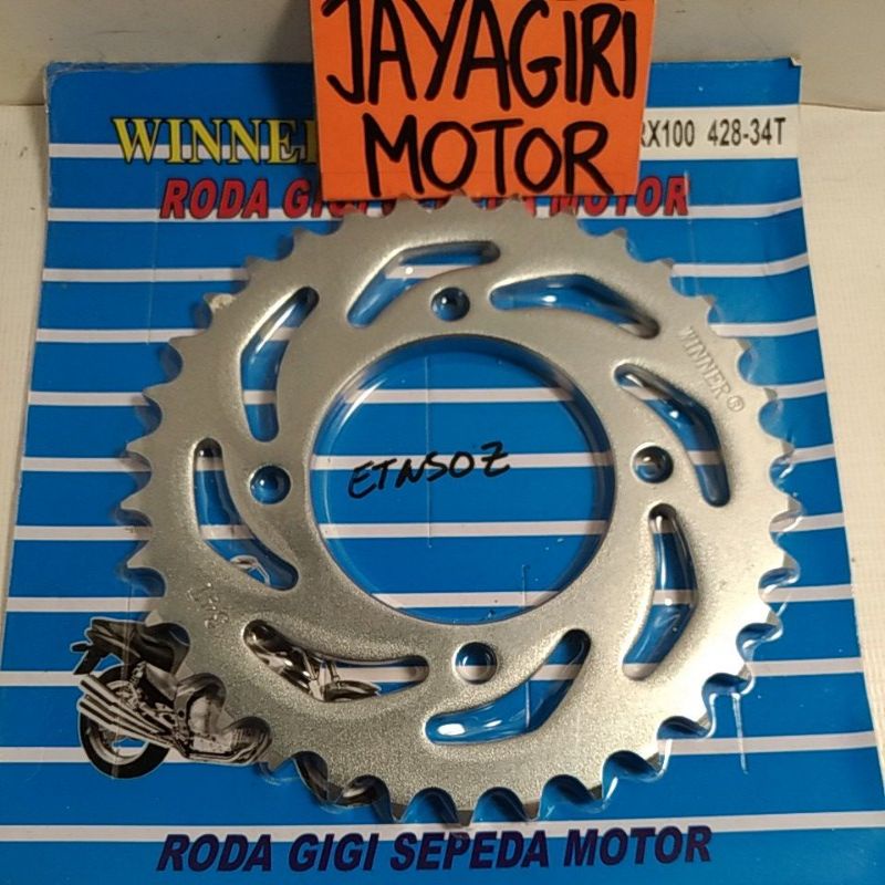 Gear Belakang RX 100 RXK RXS 428 30T 34T 35T 40T 41T 42T 43T 46T Gigi Tarik Rantai Roda RXKing King Chain Kit Chainkit Sprocket Gear Set Gearset Gir Girset Depan Drive YGP Sproket Komplit Front Rear Yamaha RX100 RXZ Vega Jupiter R Z MX Crypton Old New Ori-Winner - 34T