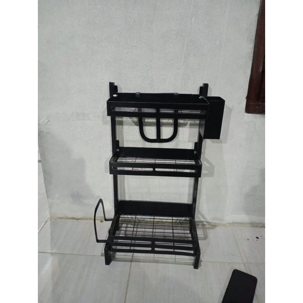 Rak bumbu stainless stell / rak dapur tempat bumbu botol / rak susun serbaguna