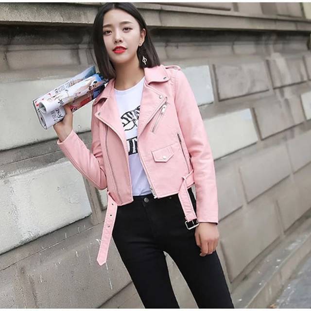 Jaket Kulit Wanita Pink