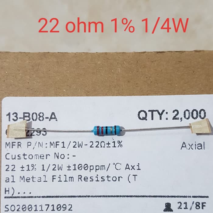 Resistor 22R 1% 1/2W MF Taiwan