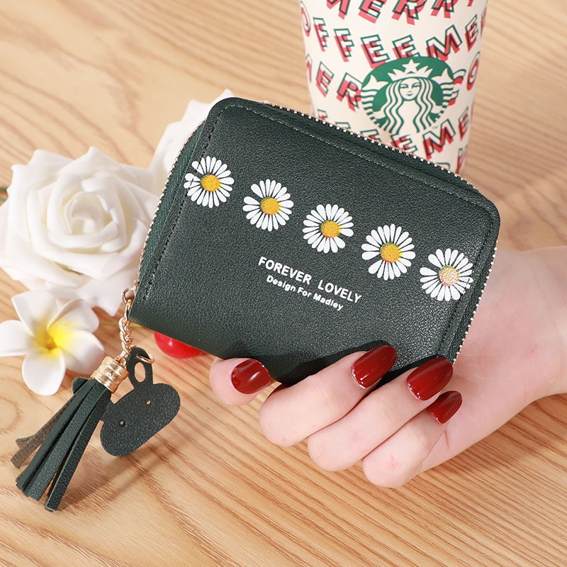 ( GS ) DOMPET KOIN / DOMPET  PENDEK KOIN WANITA RESTLETING MOTIF BUNGA DAISY IMUT