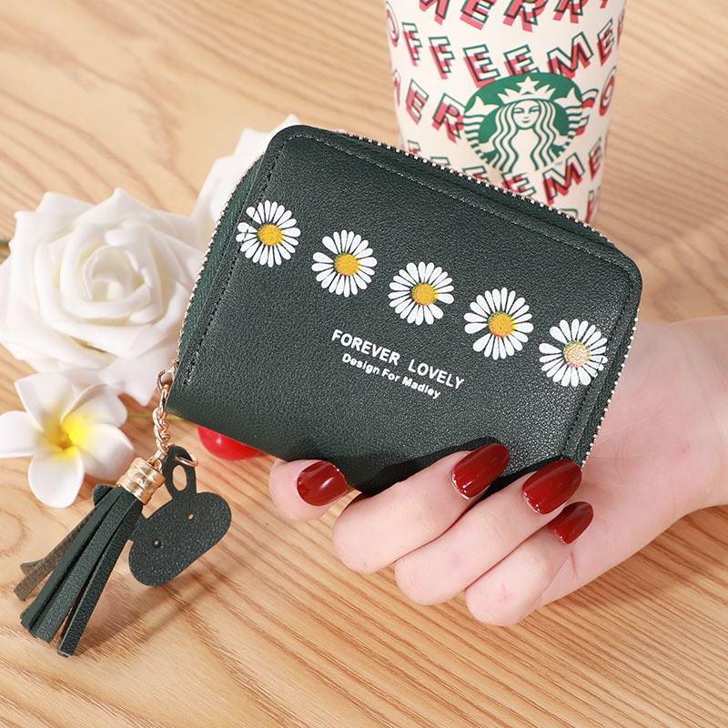 ( GS ) DOMPET KOIN / DOMPET  PENDEK KOIN WANITA RESTLETING MOTIF BUNGA DAISY IMUT