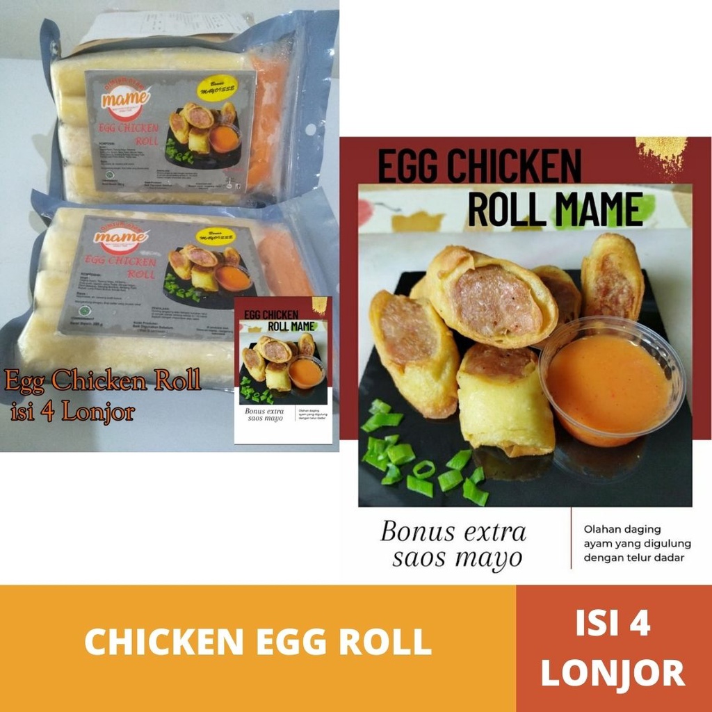 

Eggroll Frozen Food isi 4 Lonjor Jumbo Egg Chicken Roll Naget Ayam Bento