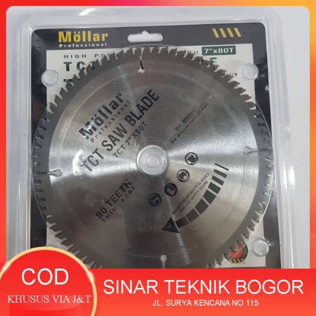 Mollar Circular Saw Blade 7" x 80T mata pisau potong aluminium