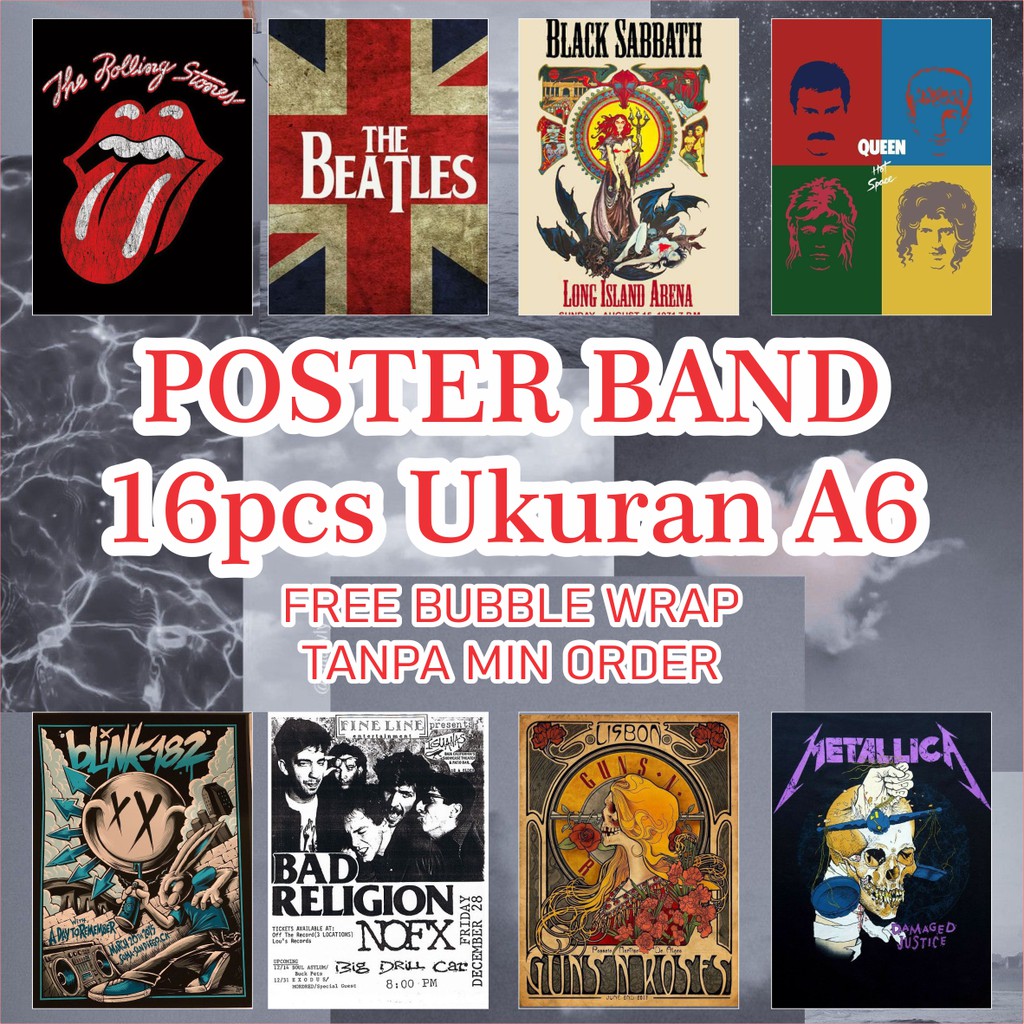 Poster Band Paket 16pcs A6 Poster Aesthetic Poster Dinding Poster Kamar Wallposter