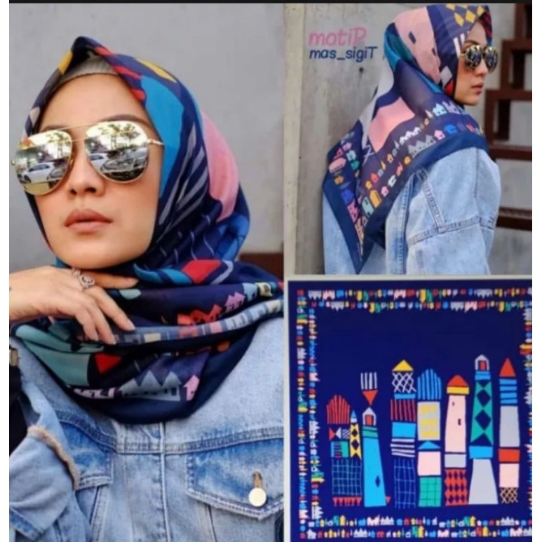 KERUDUNG SEGI EMPAT/SCOOP&amp;COON/MOTIF MENARA RUMAH /SUPER PREMIUM