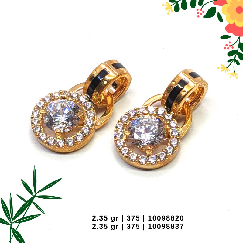 LIONTIN EMAS ASLI FASHION MATA PUTIH PENUH KADAR 375