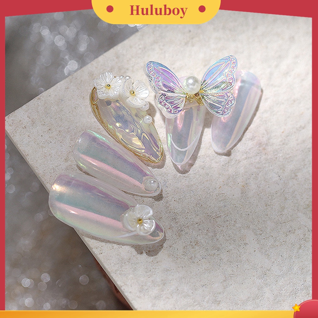 Huluboy Huluboy♡ 5pcs / Kantong Sequin Glitter Kupu-Kupu 3D Bahan Resin Untuk Nail Art