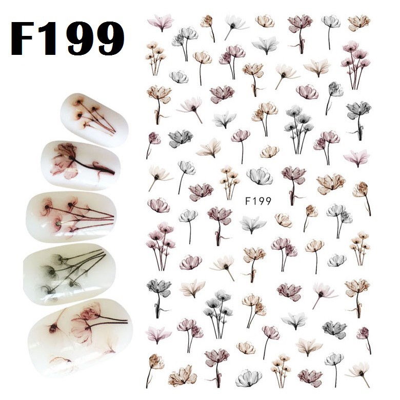 FLOWERS SERIES Ultra Thin Nail Stickers Stiker Kuku Bunga