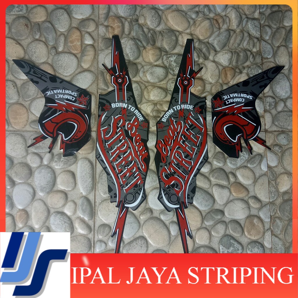 stiker striping motor honda beat street 2019 hitam gold