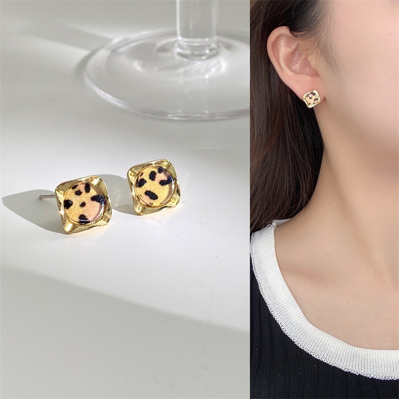 S925 Silver Needle Korean Small Leopard Print Earrings Female Earrings Cute Small Earrings Female