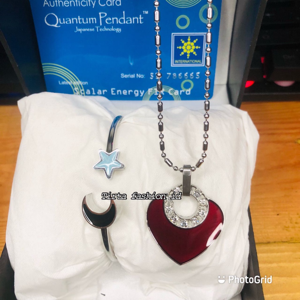 [PROMO TERBARU] 1 SET Kalung Kesehatan Quantum Pendant Permata Bio Energy - Gelang + Kalung+ Box + Sertifikat Card Original