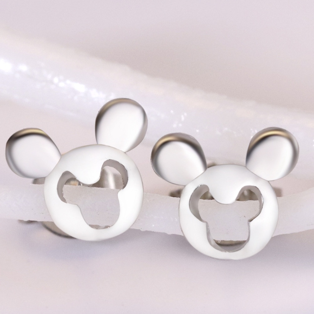 Hu Hu Hu Hu Hu Alat Bantu Pasang Kacamata♡ Anting Tusuk Model Hollow Bentuk Mickey Mouse Untuk Wanita