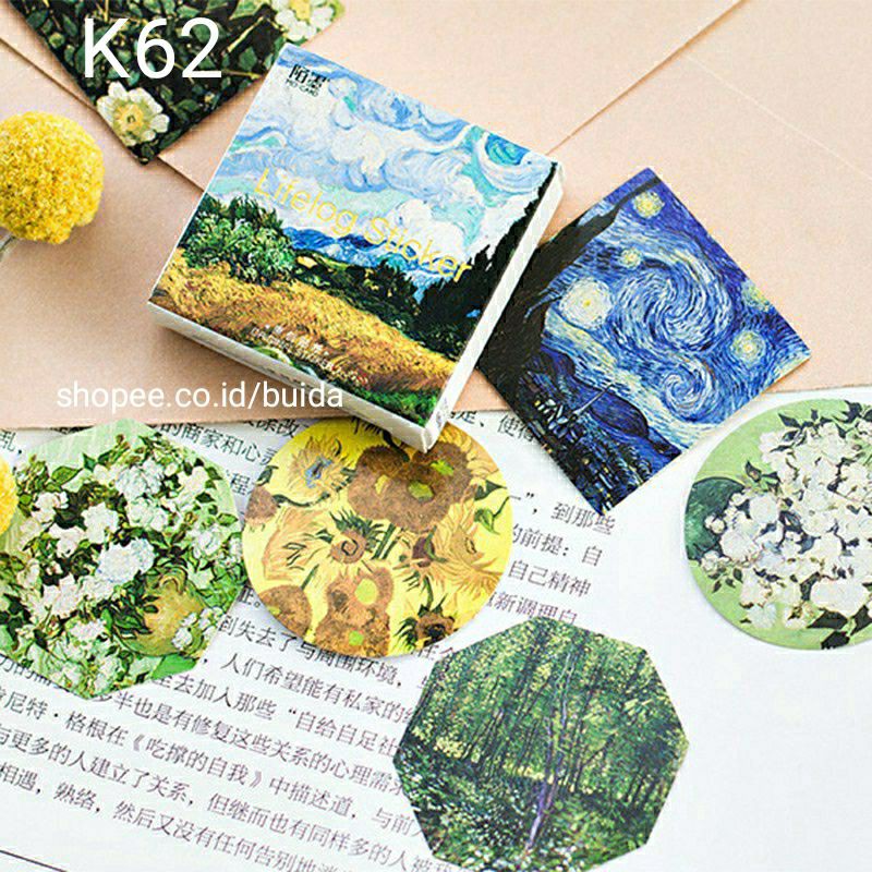 Stiker Sticker Aesthetic K62 Lukisan Art Painting Dekorasi journal hiasan buku diary tag card kartu