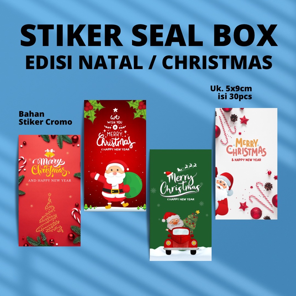 

EDISI NATAL / CHRISTMAS 5x9cm | SUN PRINTING ( STIKER SEGEL / SEAL BOX / LABEL PACKING / STIKER HAMPERS )