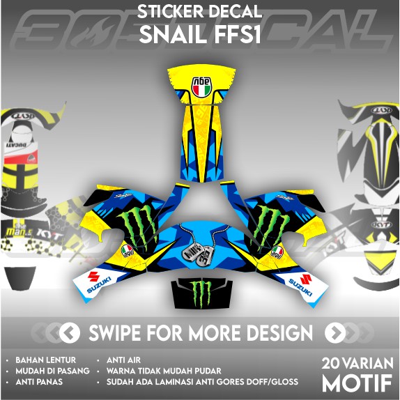 Sticker Decal Helm SNAIL FFS1 Part 1 | Decal Helm | Decal Sticker SNAIL